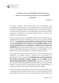 Comienza el curso 2019/2020: Situación de las personas con discapacidad en las universi...