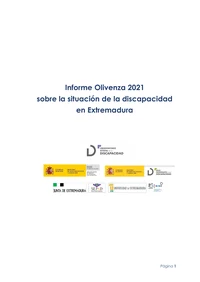 Informe Olivenza 2021 sobre la situación de la discapacidad en Extremadura