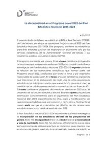 La discapacidad en el Programa anual 2022 del Plan Estadístico Nacional 2021 2024