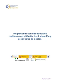 Las personas con discapacidad residentes en el Medio Rural: situación y propuestas de a...