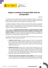 Mujeres y hombres en España 2020: cifras de discapacidad