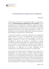 La discapacidad en la agenda de la investigación