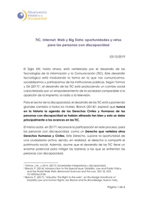 TIC, Internet, Web y Big Data: oportunidades y retos para las personas con discapacidad